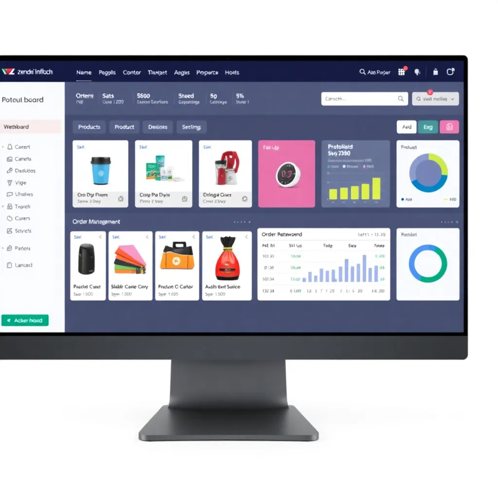 Modern e-commerce website dashboard with product listings, analytics, and order management interface developed by Zendrix Infotech